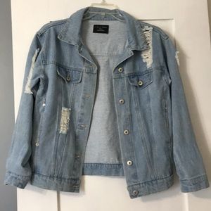 Distressed jean jacket